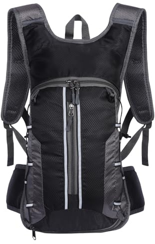 Guittly Petit sac à dos de vélo avec filet pour casque, sac à dos VTT – Ultra léger 330 g/10 l, sac à dos étanche pour homme et femme, sac à dos d'hydratation pour vélo, camping, course à pied, gris,