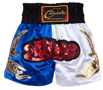 TTAO Enfant Garçon Muay Thai Boxe Short Combat Shorts Arts Martiaux Pantalon Court pour MMA Kicboxing Fitness Training Fight Caleçon Short d'Entraînement 5-16 Ans