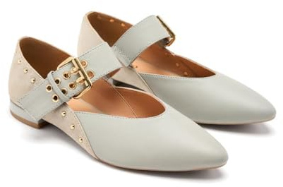 Gioseppo - Bailarinas| Gioseppo Bailarina de Piel Detalle Hebilla en el Empeine para Mujer Grantham| Bailarina Plana| Mujer Talla 40 Gris