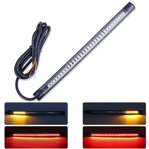 Kinstecks ​​32LEDs Clignotant Moto Flexible Bande Lumineuse LED Clignotant Feu Stop Feu Conduite Universel pour Moto Scooter Quad Cruiser Harley Kawasaki Yamaha Suzuki