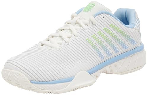 K-Swiss Damen Hypercourt Express 2 Tennis Shoe, WHT/DTCHCNL/Green, 39.5 EU