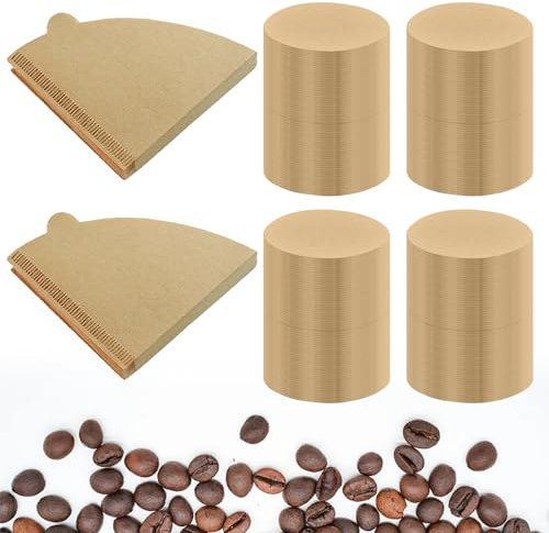 HWSWSH 800 Pcs Filtro de Papel para Café 64mm Redondos + 40 Pcs Filtro de Café Cónico Forma de V Papel Desechable para Cafetera Goteo para Hacer Cafe