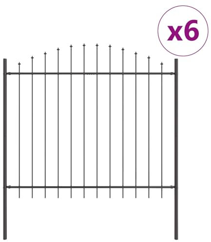 vidaXL Outdoor Garden Fence Panels Set - Powder-Coated Steel 1.9m Grey
