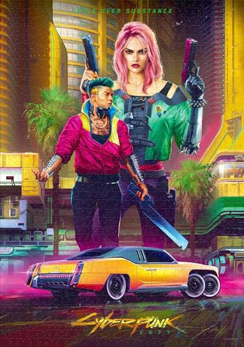 Cyberpunk 2077 Pusselstil kitsch, 1 000 bitar, officiellt pusselspel, mått 68 x 48 cm