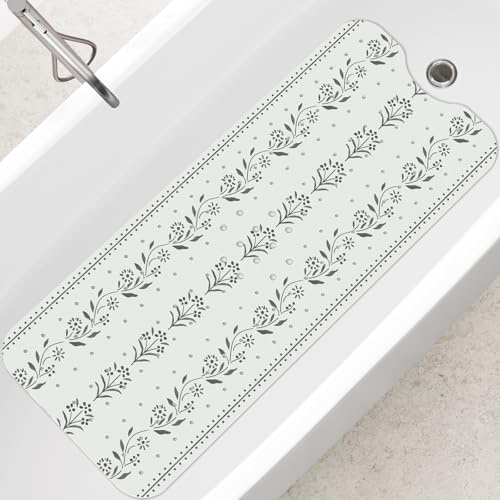SHUCHING Tappetino Antiscivolo Vasca da Bagno per Adulti, 100x40cm Tappeto Doccia Antiscivolo Senza BPA, Tappetino Bagno Resistente alla Muffa e Lavabile in Lavatrice, Boemia