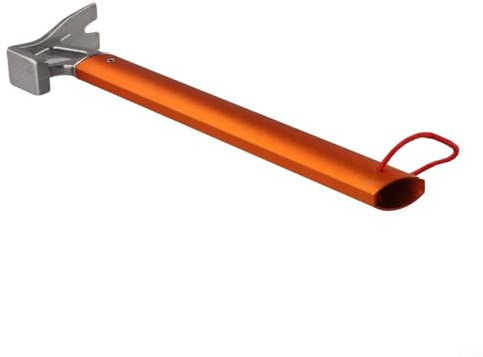Gdfnmogo Marteau de tente avec tête en acier inoxydable et poignée en alliage d'aluminium pour camping, randonnée, randonnée et alpinisme, léger (orange)