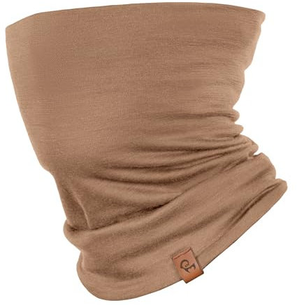 menique Sciarpa tubolare – 100% lana merino Loop sciarpa donna traspirante multifunzione e scaldacollo, foulard invernale donna per moto, lavoro, corsa, maschera da sci, beige., Taglia unica