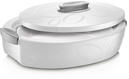 enjoy THE ITALIAN WAY OF LIVING Thermobehälter + Keramikschale (3 Liter) | bis zu 3h warm und 5h kühl | Wärmebehälter mit Auflaufform | Warmhaltebehälter für Speisen | Thermoschüssel