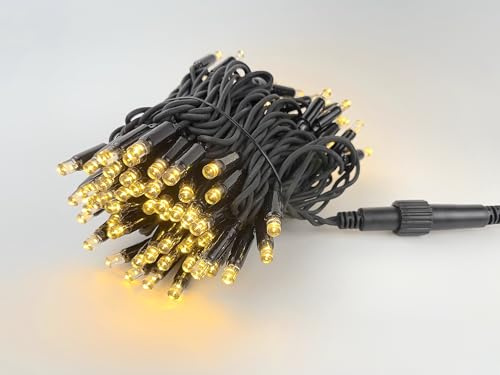 LEDZEIT - Profi Serie - LED förlängningsljusslingaa, utan Nätsladd, 10m, 100 Varmvita LED, Kontinuerligt Ljus, måste anslutas till Basljusslinga, Utbyggbar, Vattentät IP67, Utomhus och Inomhus