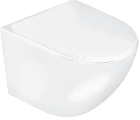 VBChome Hänge-WC Spülrandloses aus Keramik mit Toilettendeckel WC-Sitz aus Duroplast Absenkautomatik Rimless SoftClose-Funktion Tiefspüler Toilette Wand WC Wand-WC-Set