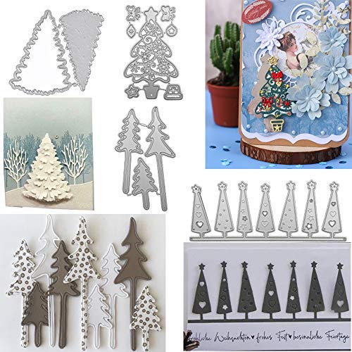 4Pcs Stanzschablone Stanzformen Prägeschablonen Cutting Dies Schablonen Metall Weihnachten Weihnachtsbaum Stanzbögen für Scrapbooking DIY Karten Album Kunsthandwerk