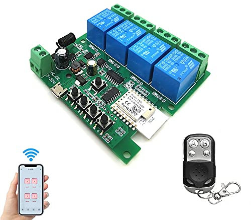 4 Kanäle 5-12V Zigbee Smart Relais Schalter, einstellbare Selflock und Momentanbetrieb, Funktioniert mit Tuya Smart Life, Philips Hue, SmartThings, Alexa/Google Home (ZigBee-Hub erforderlich)