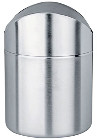 Tradineur - Papelera de sobremesa 1,5 litros con Tapa oscilante, Acero Inoxidable 16,5 x 12 cm, Cubo de Basura, contenedor metálico de residuos, desechos, Reciclaje para Cocina, hogar