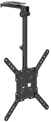 Mount Plus CM344 Flip Down TV and Monitor Roof Ceiling Swivel Mount | Fits Flat TV 23 to 55 Inches | VESA Compatible 200x200, 400x400 | Height Adjustable | Pitched Roof
