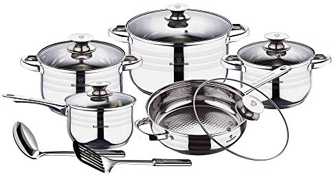 Blauman Gourmet 12Pc Cookware Set Stainless Steel Non Stick Stockpots Pots Pan