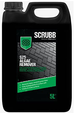 SCRUBB S25 Algae Remover, Mould & Lichen Remover, for Exterior Surfaces, Decking, Masonry, Tiles, Roofering, Patios, Fencing, Paving & Driveways