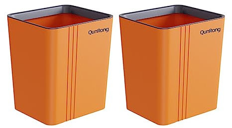 BOKIOESDE 2 Pezzi Bidone della Spazzatura per Ufficio Soggiorno Cucina Design Semplice Cestino per La Carta Straccia Forma Quadrata Bidone della Spazzatura di Grande capacità, Arancio L