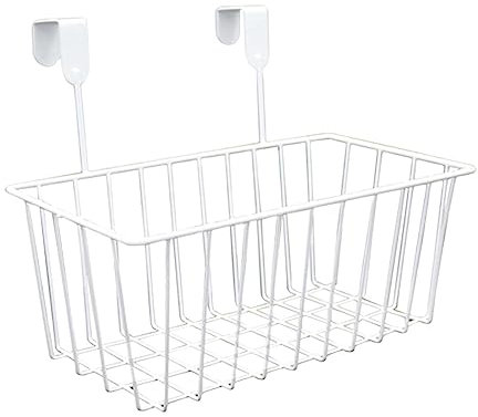 MagiDeal über der Schranktür, Organizer, Korb, Gitter, Aufbewahrungskörbe mit Haken, Draht-Aufbewahrungsbehälter, Regale, Metall-Hängekorb für Wohnzimmer, Weiß