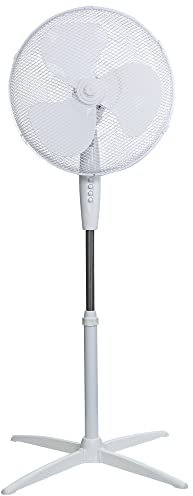 Russell Hobbs 16 Pouces, Léger, Ventilateur Sur Pied, 3 Vitesses, Oscillation Grand Angle, Flux D'Air Puissant, Hauteur Réglable, Blanc - Rhppf1621
