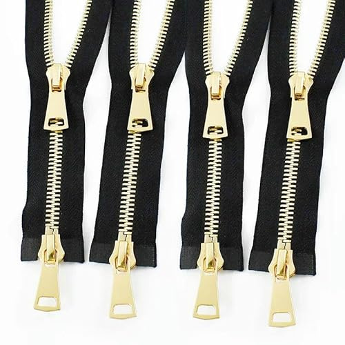 8# 70/80/90/100cm Cerniera in metallo Doppio cursore Estremità aperta Chiusura automatica Cerniere per borse Vestiti Accessori per cucire fai da te-Oro chiaro-70cm