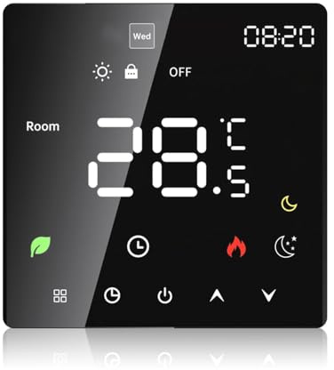Termostato de Calefacción por Suelo Radiante, Termostato de Ambiente, Termostato de Calefacción, Eléctrico Inteligente, WiFi, Pantalla Táctil, Control por (Calefacción eléctrica