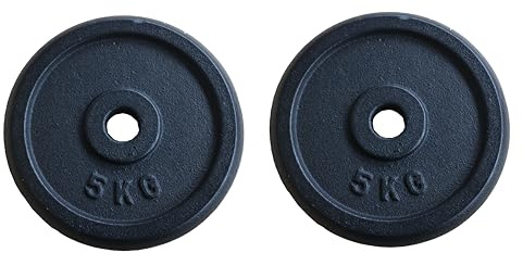 Cast Iron Weight Plates fit all standard 1 inch diameter bars Fitness Dumbbell Weights Set Bodybuilding Weight Lifting Home Gym Equipment (5kgs x 2 =10kgs)