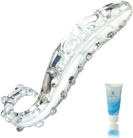 Dildo en verre en cristal rose avec design en forme de S et bosses texturées grande taille G-Spot et stimulateur de la prostate Jouet sexuel adulte sûr pour les hommes et les femmes (Transparenz)