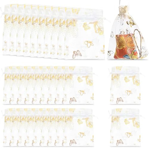 30 Piezas Bolsas de Organza,Bolsitas Regalo,Bolsas Organza,Bolsas de Regalo de Mariposa,Bolsita de Tul,Bolsitas de Tela Pequeñas para Bolsas Regalo con Cordón,para Boda Favores Joyas y Dulces