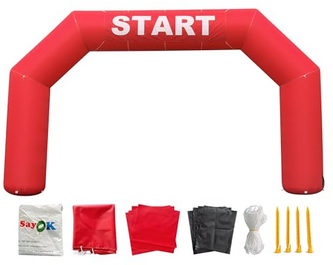 Sayok Arco gonfiabile all'aperto Arco gonfiabile Archway inizio linea di arrivo gonfiabile Banner arco da corsa con aeratore per eventi pubblicitari (Rosso)