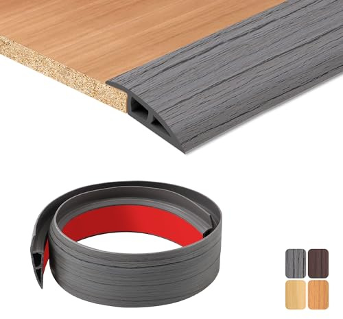 TECDW 100X7cm Soglia di Dislivello Pavimento Autoadesivo, Flessibile profilo di transizione pavimento, Pvc profilo di raccordo per pavimenti Per Per porte, piastrelle e moquette (ven. grigio scuro)