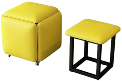Generico Sedia a cubo impilabile con poggiapiedi, sgabelli combinati con ruote, sedia a cubo impilabile, for soggiorno, sala da pranzo, camera da letto (45x45x45 cm)(Color 1,45x45cm)