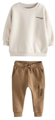 NEXT Niños Conjunto de sudadera y pantalones de chándal de estilo utilitario Ecru Off White 5 Años-6 Años