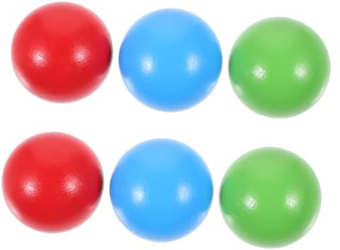WOONEKY 6pcs Wooden Bocce Ball Set for Boys and Girls – 4.5cm Diameter Colored Wood Rolling Balls Red, Blue Green – Outdoor Yard Lawn Game for Children’s Recreational Sports and Grass Play