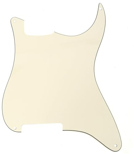 Musiclily 4 Fori Battipenna Strat Pickguard Materiale Senza Fori per Pick Up per Chitarra Elettrica Strat Style Custom, 3 strati Crema