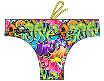 Turbo - Bañador Slip Graffitti de Waterpolo Competicion Natación y Triatlón Patrón de Ajuste cómodo (3XL/40)
