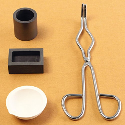 MASUNN 16Oz Gold Graphite Crucible Cup + Tongs + 1 Melting Bowl + Ingot Mold Casting