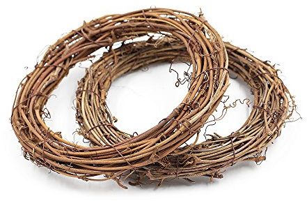 Lot de 5 couronnes de vigne en rotin à suspendre pour mariage, Noël, fête, guirlande brindille, décoration maison (15 cm)