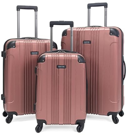 Kenneth Cole REACTION Out of Bounds Lightweight Hardshell 4-Wheel Spinner Luggage, Rose Gold, 3-Piece Set (20, 24, & 28)