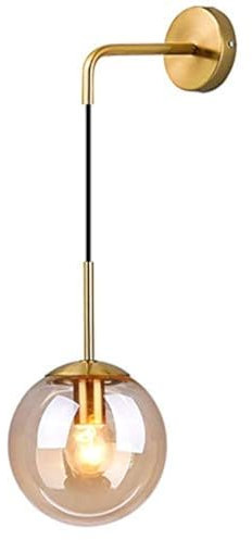 MZStech Industrielle Vintage 20cm Glaskugel Drop Wandleuchte Schlafzimmer Korridor Wandleuchte Licht Retro Bernstein Glaskugel Wandlampe (Bernstein)