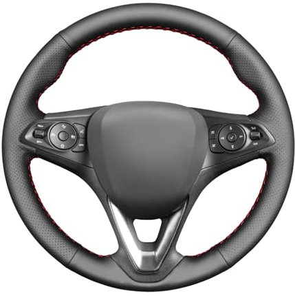 MEWANT Lenkradbezug für Opel Astra (K) / Corsa (E) / Crossland X/Grandland X/Insignia (CT) B/Karl/Zafira (C) Lenkradhülle aus Kunstleder Mikrofaser Leder per Hand Nähen