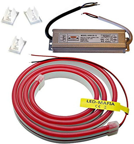 12 V/230 V LED-remsa (strömförsörjningsenhet), bänkbelysning, bastubelysning, bastu, varmvit, 5 m