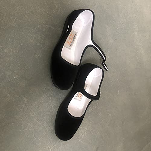 LGYKUMEG Ladies Shoe Black, Ladies Velvet Shoes, Open Traditional Shoes with Strappy Heels, Chinese Shoes Ballerinas Traditional Shoes,Black,EU39