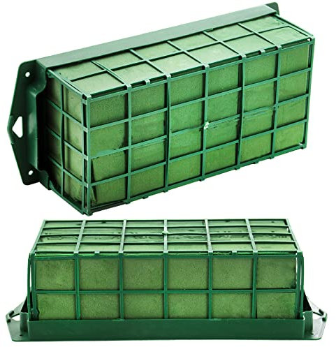 Lyellfe 2 pezzi di gabbia floreale in schiuma, supporto rettangolare in schiuma per fiori, fango per fiori freschi o artificiali, tavola e centrotavola per matrimoni, 20,5 cm x 3,8 cm