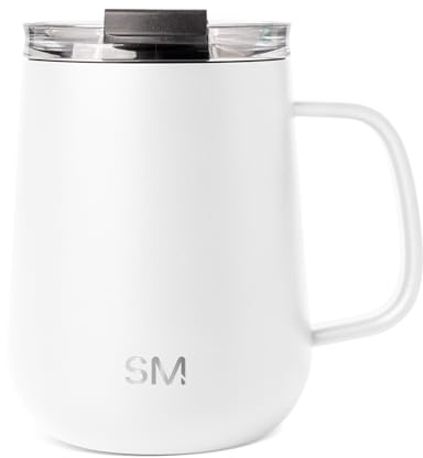 Simple Modern ReiseKaffeetasse mit Griff | Isolierter EdelstahlEiskaffeebecher Teetasse | Geschenke für Frauen und Männer | Voyager Sammlung | 350ml | Winter White