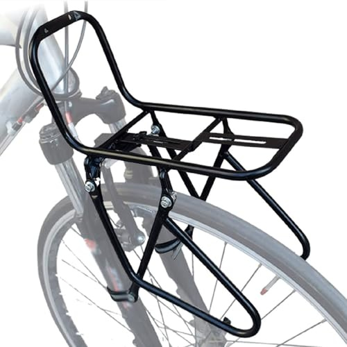 Cykel främre ställ, aluminiumlegering bagage touring bärare ställ 15 kg kapacitet mountainbike cykelväska ställning fotstock för lastbagage picknickhållare, svart 2