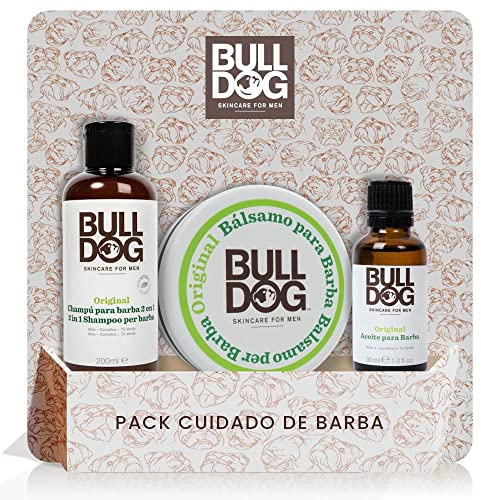 Bulldog Skincare For Men - Pack Cuidado de la Barba, Champú 2 en 1, Aceite y Bálsamo Acondicionar para Nutrir y Cuidar tu Barba a diario