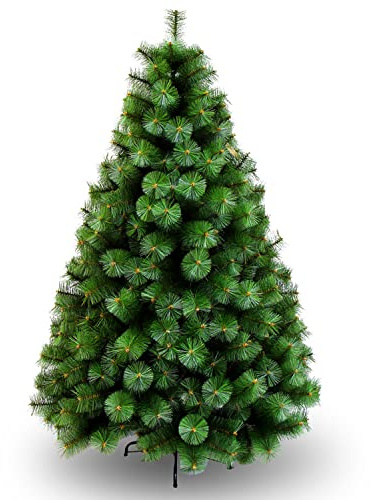 GREATOYAR Árbol de Navidad, Árbol de Navidad Artificial, Material PVC Aguja de Pino, Hogar Decoración para Navidad, con Soporte de Metálico, Fácil Montaje, Altura 180cm, Color Verde Natural