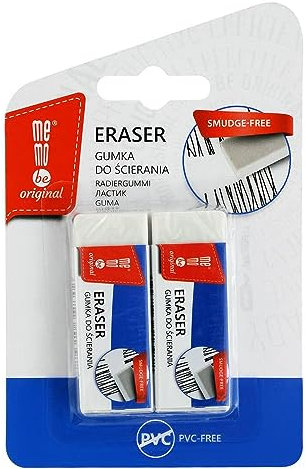 Amex MemoBe Radiergummi 2 Stück - Radierer Set Basic - Weiße Kunststoff Gummi füt Bleistifte - Bleistifte Zeichnen Kunst - Kinder Schule und Universität - 2er Set