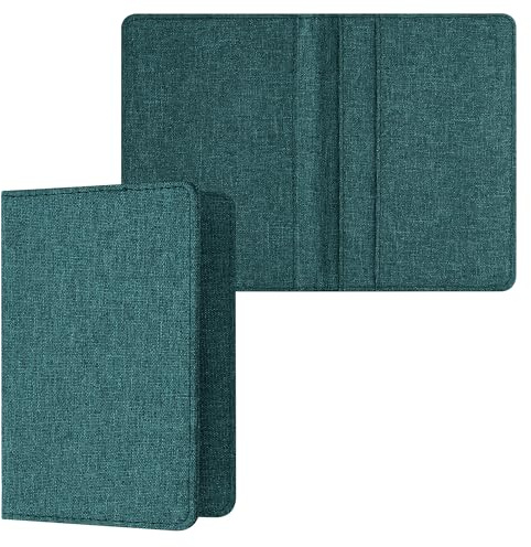 kwmobile Porte permis de conduire carte grise avec compartiments cartes passeport - Étui portefeuille de protection en tissu textile pétrole