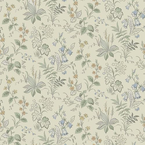 Hode Selbstklebende Tapete Blumen 44x300cm Grün Gelb, Klebetapete Pflanzen Design, Klebefolie Wandtapete Selbstklebende, Möbelfolie Wasserdicht Abnehmbare für Wohnzimmer Schlafzimmer Kabinett